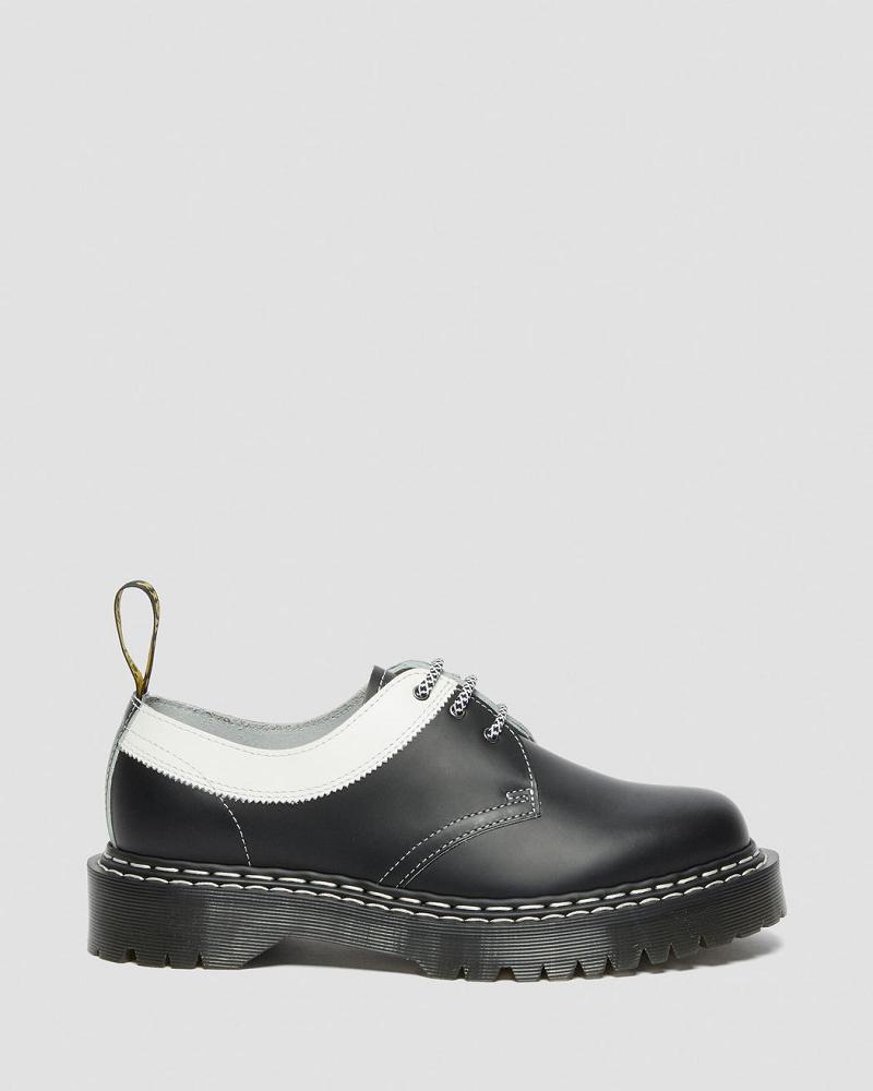 Zapatos Oxford Dr Martens 1461 Bex Smooth Contrast Cuero Hombre Negros Blancos | MX 22JPQ